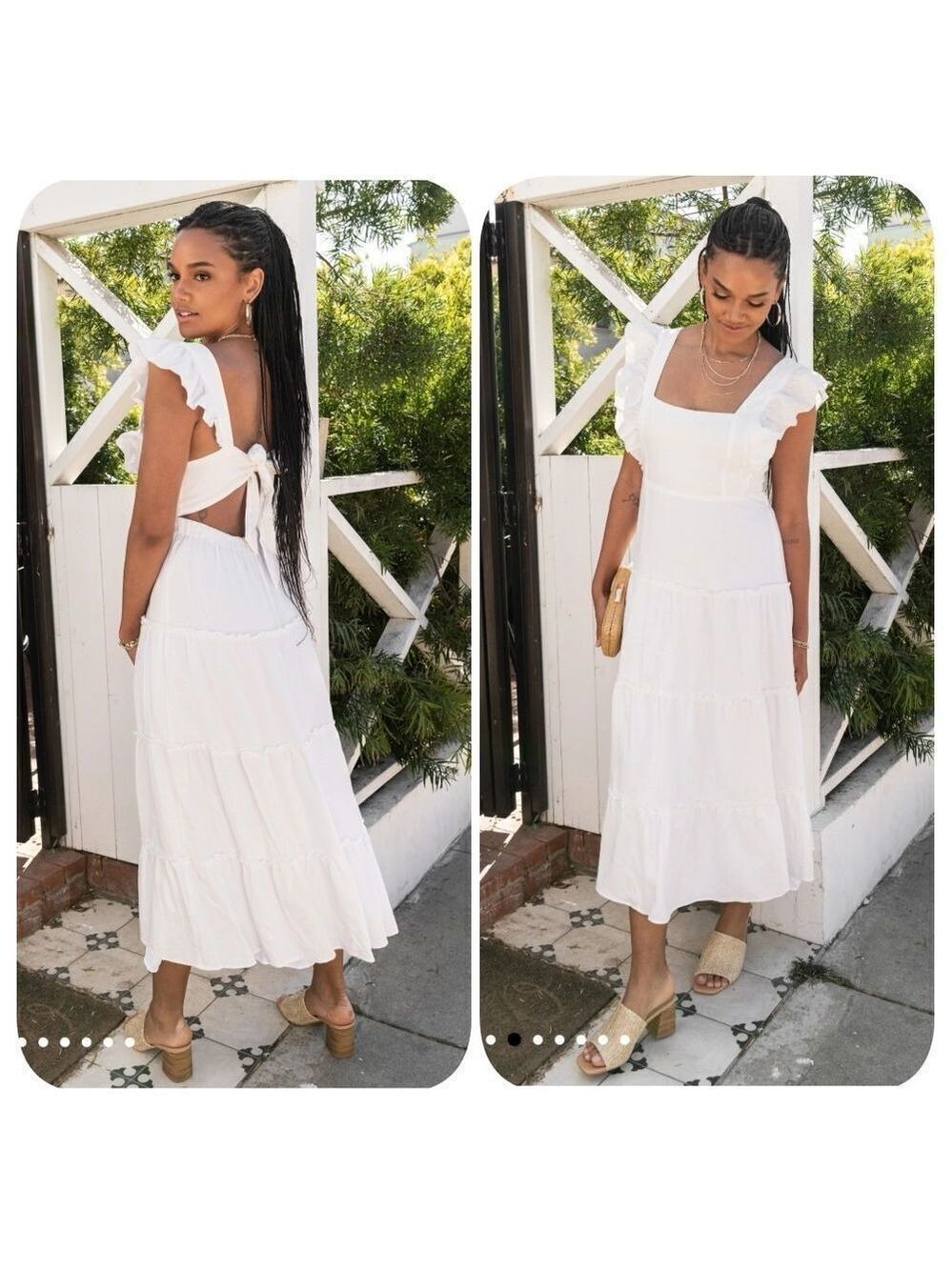 Show Me Your MuMu Lovely Linen Midi Dress XL White NWT